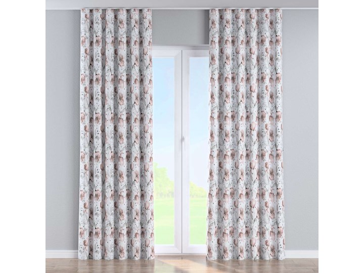 Zasłona na taśmie wave, różowe kwiaty na kremowym tle, 1szt 65 × 280 cm, Velvet Kolor Różowy 65x280 cm Poliester Mocowanie Taśma