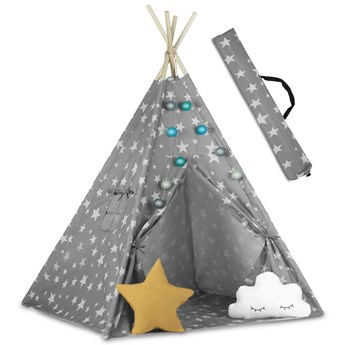 Namiot tipi dla dzieci ze swiatelkami  szare w gwiazdki