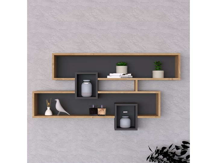SELSEY Zestaw dwóch półek na ścianę Kariet 120 cm antracyt Płyta laminowana Płyta wiórowa Melamina Płyta MDF Tworzywo sztuczne Płyta meblowa Pomieszczenie do sypialni