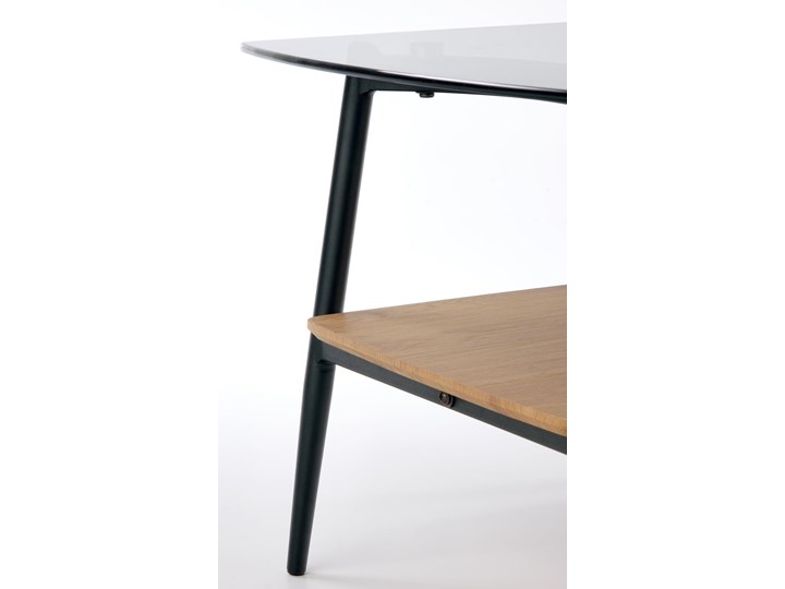 Loftowa ława pokojowa ze szklanym blatem i półką Anastasia Płyta MDF Szerokość 60 cm Zestaw stolików Szkło Stal Drewno Długość 106 cm Metal Kształt blatu Prostokątne Wysokość 46 cm Kategoria Stoliki i ławy