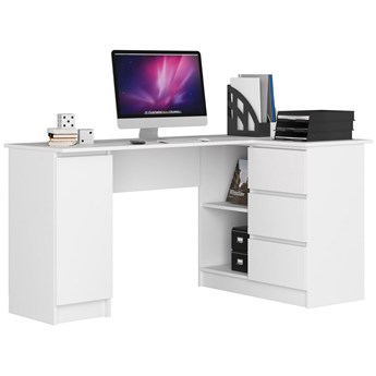 Białe biurko narożne z szufladą prawostronne - Osmen 4X