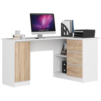 Narożne biurko komputerowe biały + dąb sonoma prawostronne - Osmen 4X