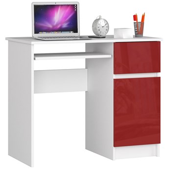 Młodzieżowe biurko biało - czerwone z półkami połysk Strit 6X