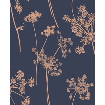 Granatowa tapeta z motywem kwiatów polnych