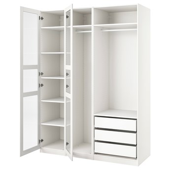 IKEA PAX / TYSSEDAL Szafa, biały/białe szkło, 175x60x236 cm