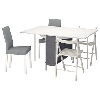 IKEA KALLHÄLL / KÄTTIL Stół i 4 krzesła, biały/jasnoszary/Knisa jasnoszary, 33/89/145x98 cm
