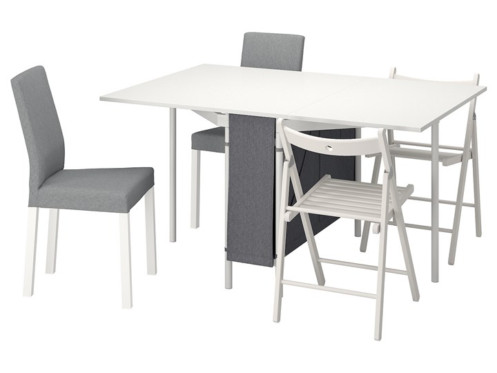 IKEA KALLHÄLL / KÄTTIL Stół i 4 krzesła, biały/jasnoszary/Knisa jasnoszary, 33/89/145x98 cm