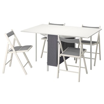 IKEA KALLHÄLL / TERJE Stół i 4 krzesła, biały/jasnoszary/Knisa biały/jasnoszary, 33/89/145x98 cm