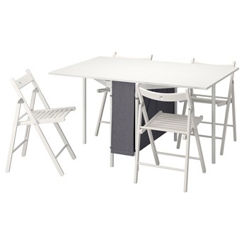 IKEA KALLHÄLL / TERJE Stół i 4 krzesła, biały/jasnoszary/biały, 33x89x145/98 cm
