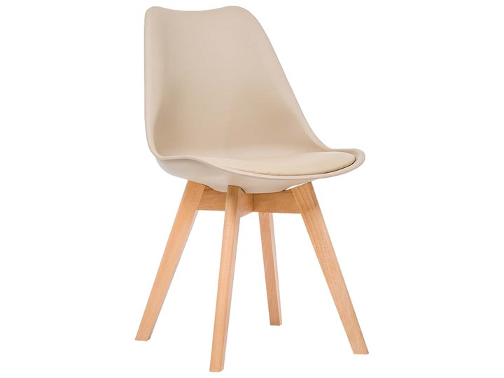 Krzesło skandynawskie beżowe, nogi drewniane 53E-7 Tkanina Skóra Skóra ekologiczna Tworzywo sztuczne Drewno Kolor Beżowy