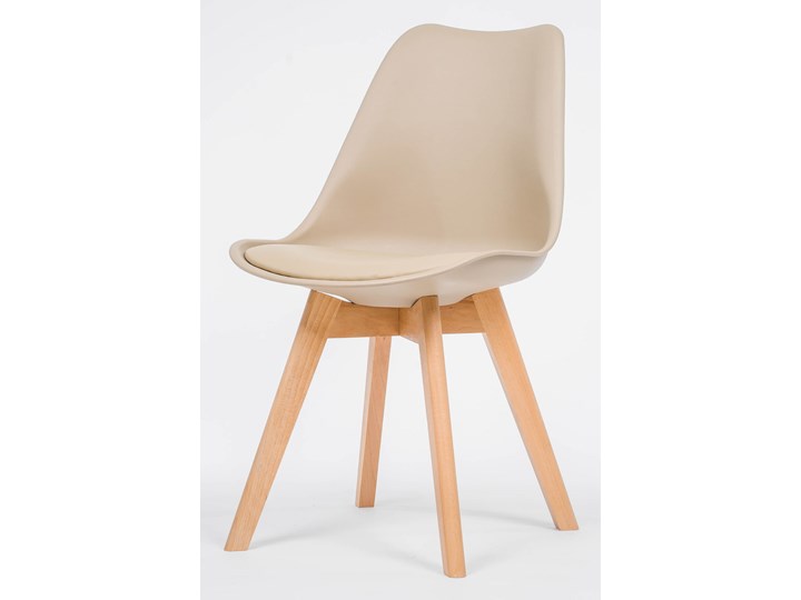 Krzesło skandynawskie beżowe, nogi drewniane 53E-7 Skóra Tworzywo sztuczne Tkanina Skóra ekologiczna Kolor Beżowy Drewno Styl Industrialny