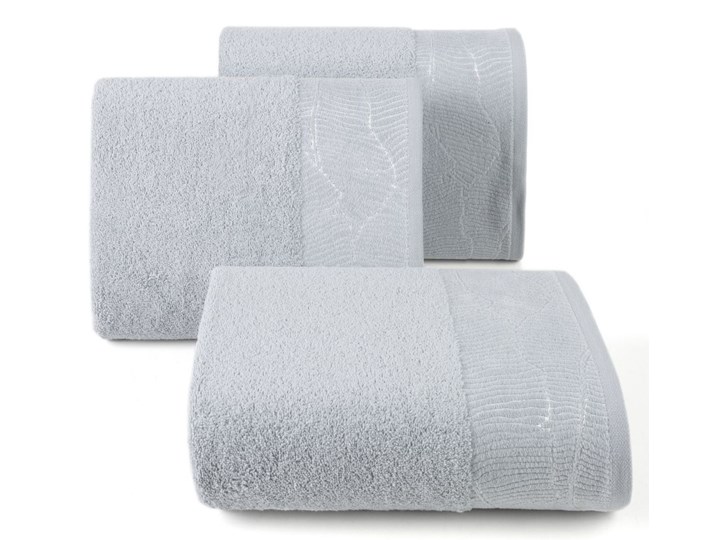 Ręcznik bawełniany z żakardową bordiurą srebrny R162-04 Bawełna 30x50 cm 50x90 cm 70x140 cm Kategoria Ręczniki