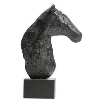 Czarna figurka z drewna mangowca BePureHome Horsepower, wys. 38 cm