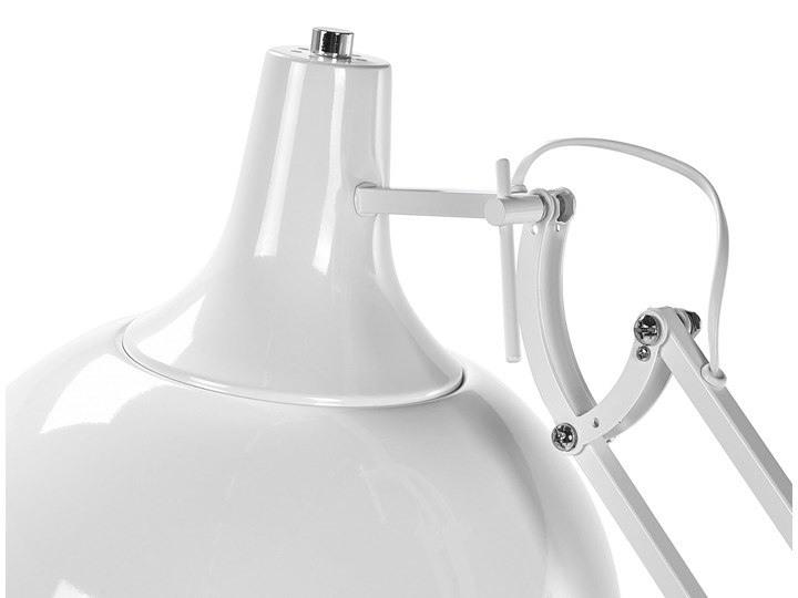 Beliani Lampa podłogowa stojąca biała metalowa ruchome ramie 180 cm Skandynawski design do salonu i sypialni Lampa z kloszem Lampa do czytania Lampa z regulacją wysokości Kolor Biały