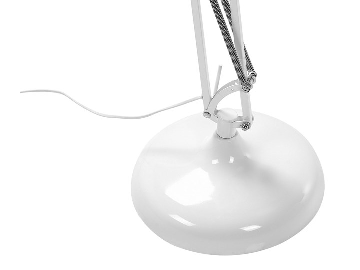 Beliani Lampa podłogowa stojąca biała metalowa ruchome ramie 180 cm Skandynawski design do salonu i sypialni Lampa z kloszem Lampa do czytania Lampa z regulacją wysokości Kolor Biały