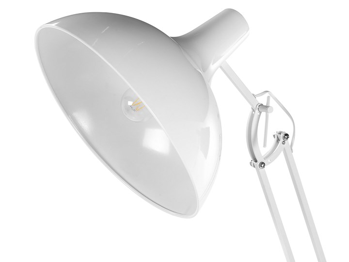 Beliani Lampa podłogowa stojąca biała metalowa ruchome ramie 180 cm Skandynawski design do salonu i sypialni Lampa z kloszem Lampa z regulacją wysokości Lampa do czytania Styl Nowoczesny