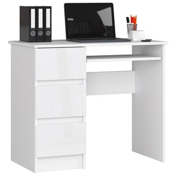 Białe klasyczne biurko z półkami połysk - Miren 5X