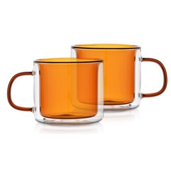 Szklanki do kawy i herbaty DUKA FARG 2 szt. 250 ml bursztynowe szklane