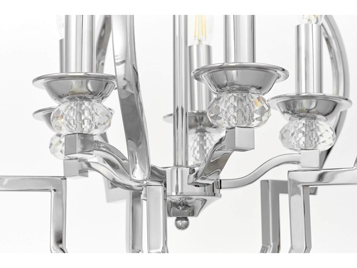 LAMPA WISZĄCA CESARO W5 LUMINA DECO Chrom Lampa z kryształkami Kolor Srebrny Lampa z abażurem Lampa z kloszem Szkło Metal Kryształ Pomieszczenie Salon