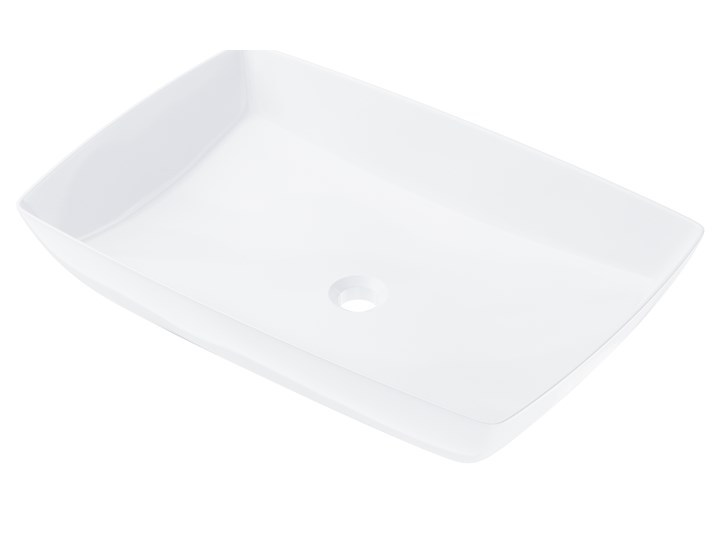 Wolnostojąca umywalka nablatowa Corsan 649971 prostokątna biała 58 x 38 x 15 cm z korkiem chrom