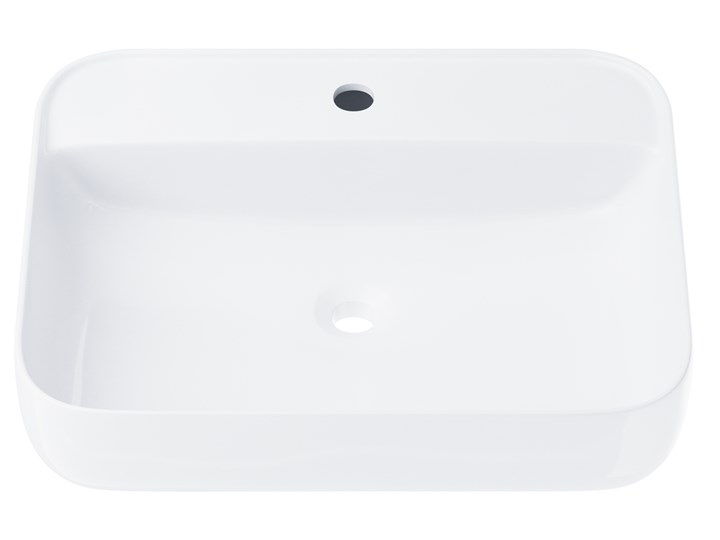 Wolnostojąca umywalka nablatowa Corsan 649896 prostokątna biała 50 x 40 x 14 cm z otworem na baterię i korkiem chrom Stal Ceramika Prostokątne Wolnostojące Nablatowe Kolor Biały
