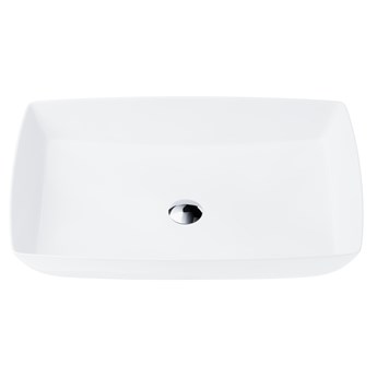 Wolnostojąca umywalka nablatowa Corsan 649971 prostokątna biała 58 x 38 x 15 cm z korkiem chrom