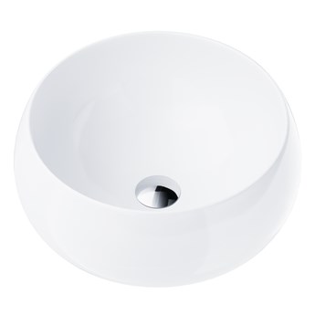 Wolnostojąca umywalka nablatowa Corsan 649926 okrągła biała 40 x 40 x 16 cm z korkiem chrom