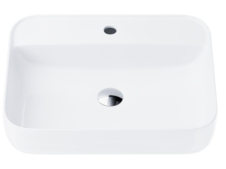 Wolnostojąca umywalka nablatowa Corsan 649896 prostokątna biała 50 x 40 x 14 cm z otworem na baterię i korkiem chrom Nablatowe Wolnostojące Ceramika Stal Prostokątne Kolor Biały