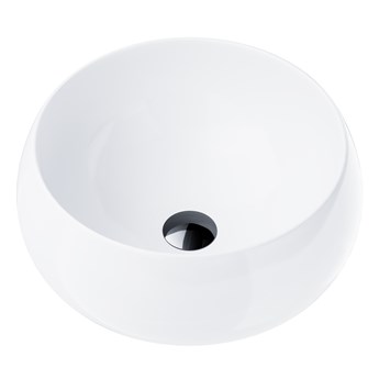 Wolnostojąca umywalka nablatowa Corsan 649926 okrągła biała 40 x 40 x 16 cm z korkiem czarnym