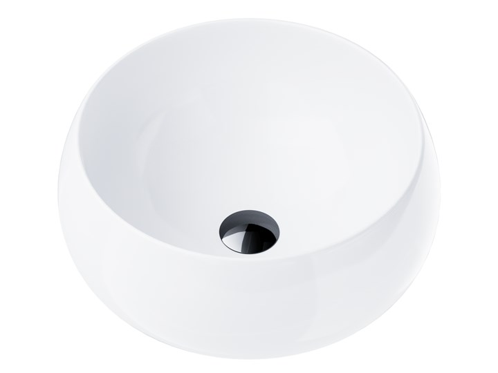 Wolnostojąca umywalka nablatowa Corsan 649926 okrągła biała 40 x 40 x 16 cm z korkiem czarnym