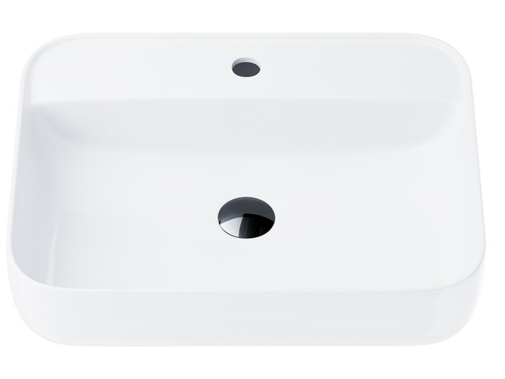 Wolnostojąca umywalka nablatowa Corsan 649896 prostokątna biała 50 x 40 x 14 cm z otworem na baterię i korkiem czarnym Ceramika Stal Wolnostojące Nablatowe Prostokątne Kolor Biały