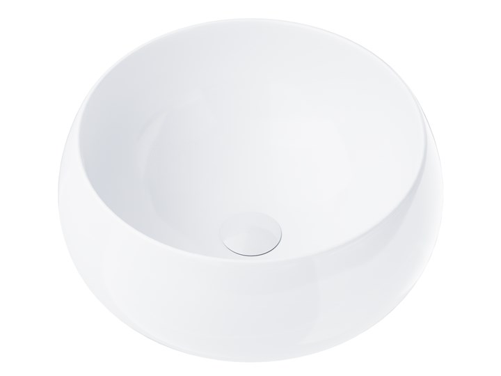 Wolnostojąca umywalka nablatowa Corsan 649926 okrągła biała 40 x 40 x 16 cm z korkiem białym