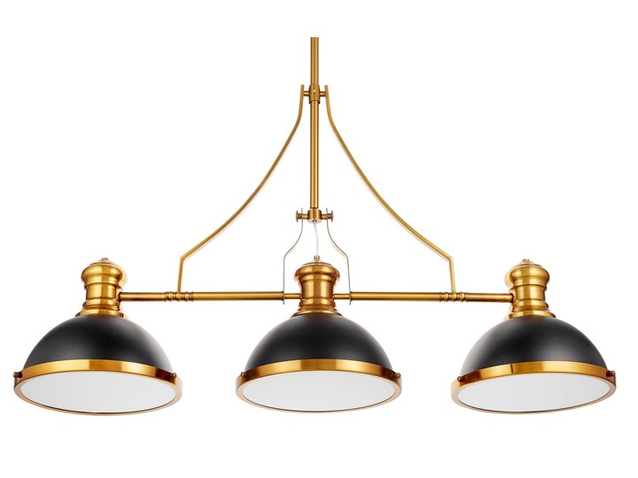 POTRÓJNA LAMPA WISZĄCA INDUSTRIALNA CZARNO-MOSIĘŻNA ETTORE Mosiądz Styl Industrialny Lampa z kloszem Szkło Lampa z abażurem Metal Kategoria Lampy wiszące