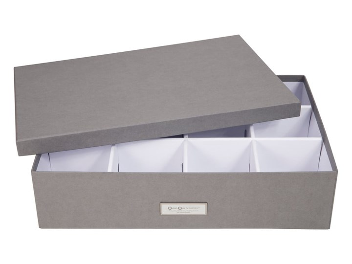 Szare pudełko z 12 przegródkami Bigso Box of Sweden Jakob, 31x43 cm Kategoria Organizery do szaf Kolor Szary