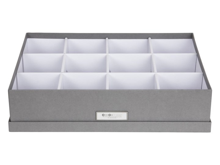 Szare pudełko z 12 przegródkami Bigso Box of Sweden Jakob, 31x43 cm Kategoria Organizery do szaf
