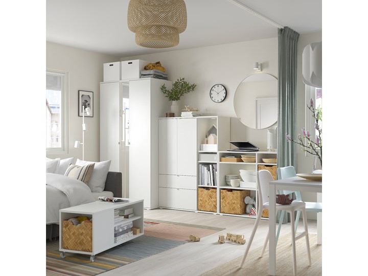 IKEA VIHALS Kombinacja szafy, biały, 305x57x200 cm Kategoria Zestawy mebli do sypialni