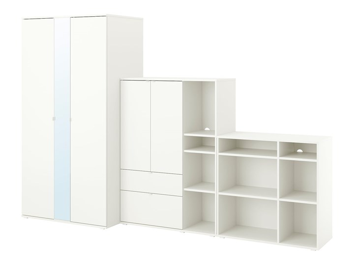 IKEA VIHALS Kombinacja szafy, biały, 305x57x200 cm Kategoria Zestawy mebli do sypialni