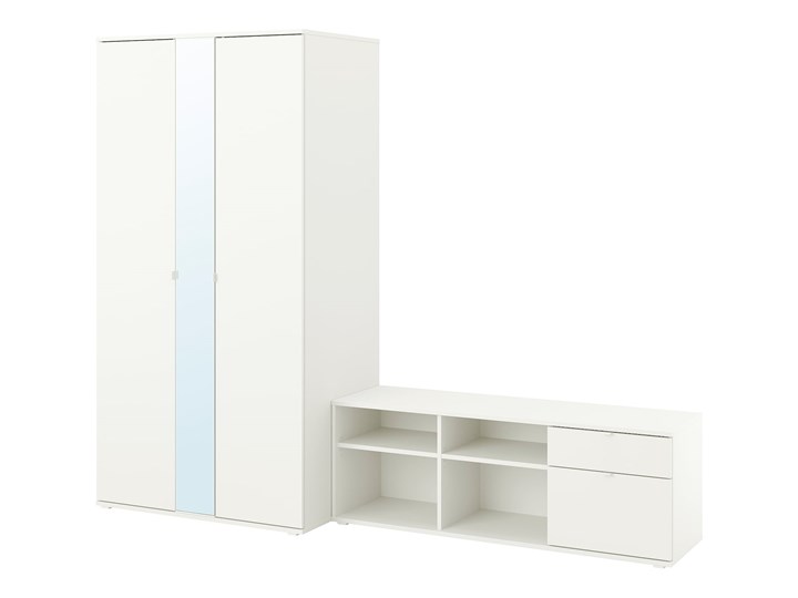 IKEA VIHALS Kombinacja szafa/ława, biały, 251x57x200 cm Pomieszczenie Przedpokój Pomieszczenie Salon