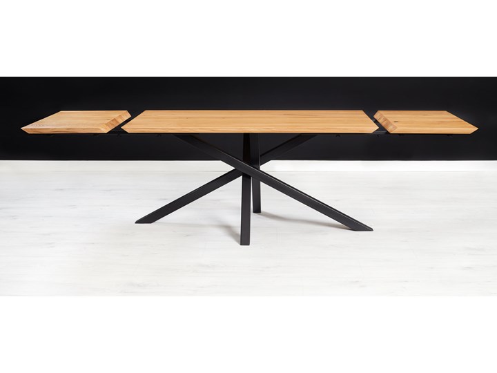 Stół rozkładany Slant z litego drewna Dąb 200x100 cm Jedna dostawka 50 cm Drewno Wysokość 75 cm Długość(n) 200 cm