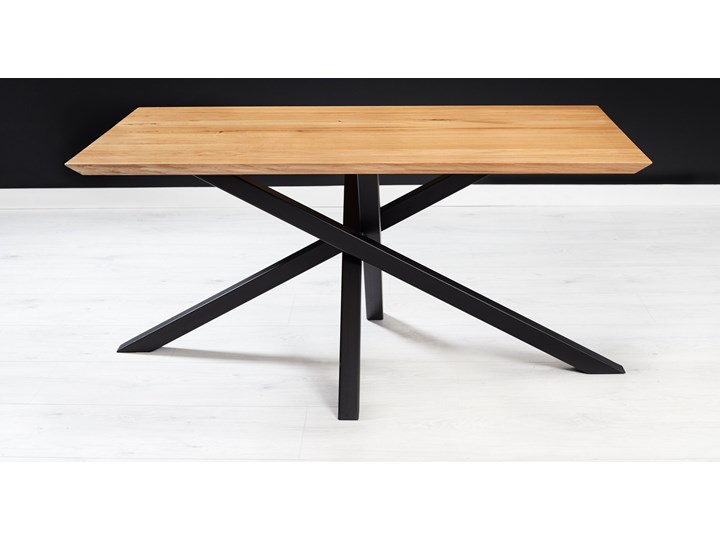 Stół Slant z litego drewna Dąb 160x80 cm Wysokość 75 cm Drewno Stal Styl Industrialny Rozkładanie
