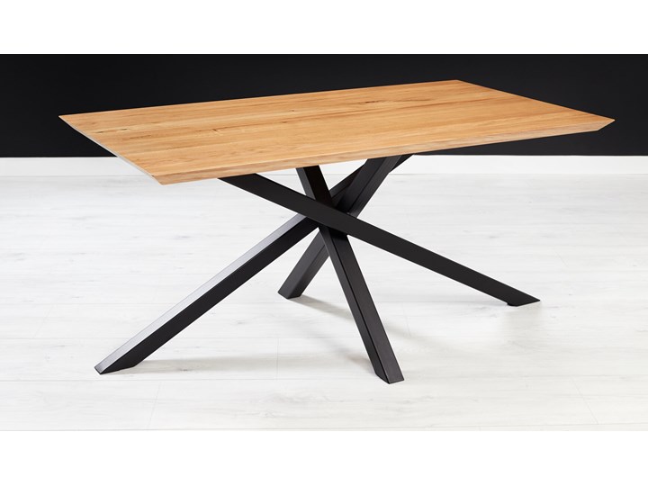 Stół Slant z litego drewna Dąb 120x80 cm Wysokość 75 cm Kolor Beżowy Stal Drewno Kolor Brązowy