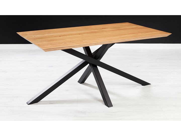 Stół Slant z litego drewna Dąb 200x80 cm Drewno Stal Styl Nowoczesny Wysokość 75 cm Kształt blatu Prostokątny