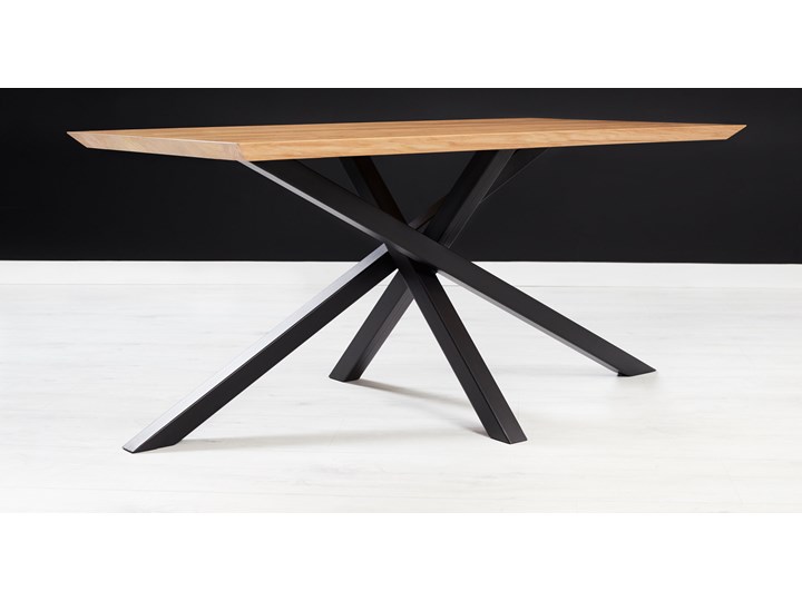 Stół Slant z litego drewna Dąb 160x80 cm Wysokość 75 cm Drewno Kształt blatu Prostokątny Stal Kategoria Stoły kuchenne