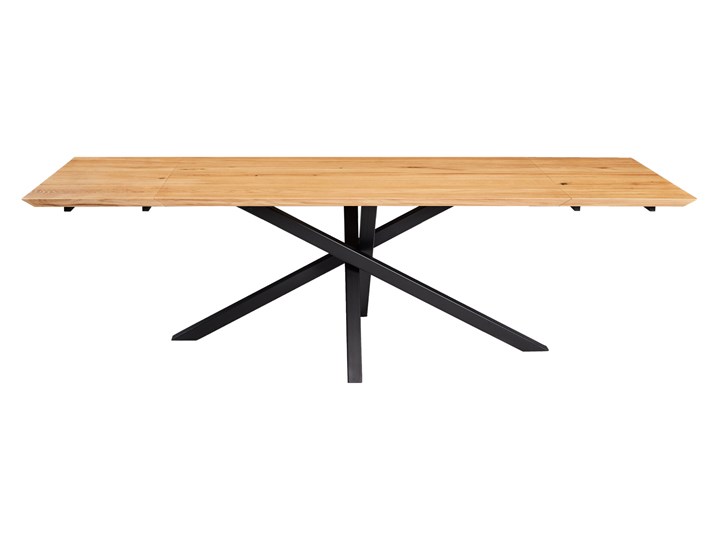 Stół rozkładany Slant z litego drewna Dąb 160x100 cm Dwie dostawki 50 cm Olej naturalny