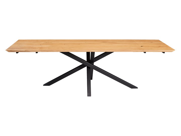 Stół rozkładany Slant z litego drewna Dąb 160x100 cm Dwie dostawki 50 cm Olej naturalny Drewno Wysokość 75 cm Rozkładanie Rozkładane Kolor Beżowy