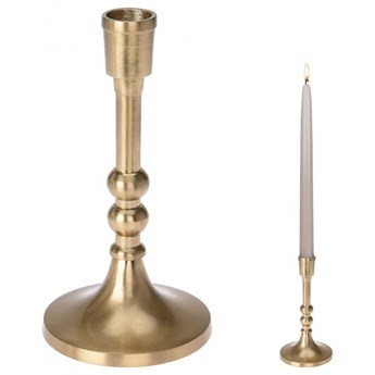 Świecznik aluminiowy stojak podstawka na długą świecę świeczkę złoty 17 cm kod: O-569224