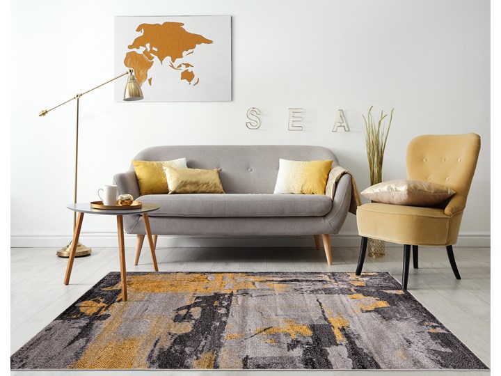 Nowoczesny Dywan Abstrakcyjny Design Szary Żółty Elefanta 67832 160x220 cm Prostokątny Dywany Polipropylen Juta Pomieszczenie Pokój przedszkolaka