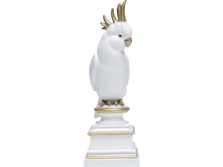 Figurka dekoracyjna Proud Parrot 22x37 cm biało-złota Kolor Biały