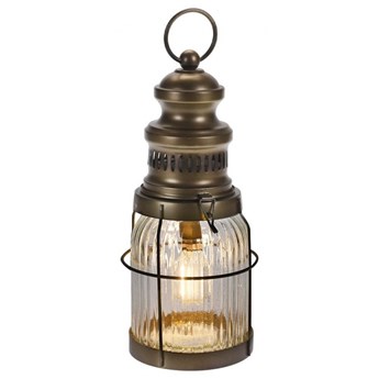 Lampion led lampa latarnia latarenka stołowa metalowa brązowa loft 29 cm kod: O-569204