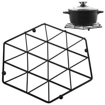 Podkładka pod gorący garnek naczynia metalowa podstawka ochronna kuchenna czarna kod: O-121567